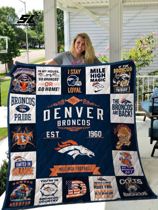 Buy Denver Broncos Quilt Blanket & Quilt Bedding Set Ver 17