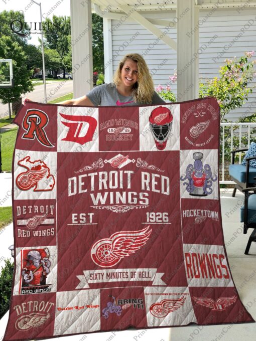 Buy Detroit Red Wings Quilt Blanket & Quilt Bedding Set Ver 17