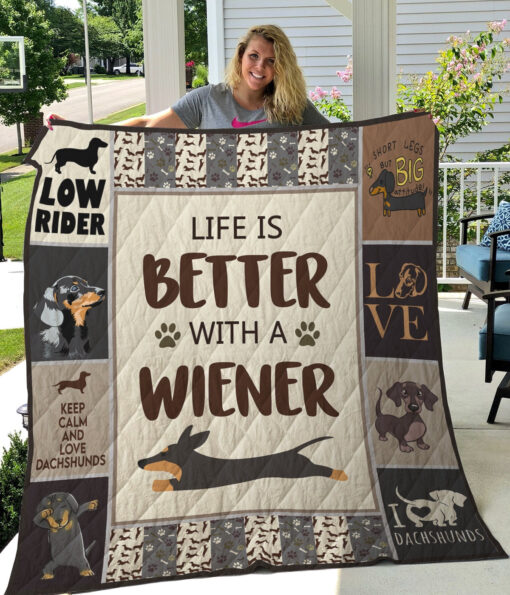 Buy Dachshund Life Is Better With A Wiener Quilt Blanket & Quilt Bedding Set Great Customized Blanket Gifts For Birthday Christmas Thanksgiving