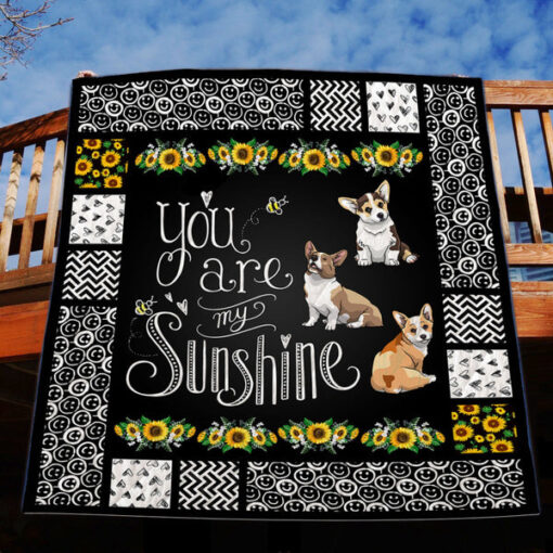 Buy Corgi You Are My Sunshine Quilt Blanket & Quilt Bedding Set Great Customized Blanket Gifts For Birthday Christmas Thanksgiving