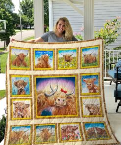 Buy Couple Of Highland Cow On The Field Quilt Blanket & Quilt Bedding Set Great Customized Blanket Gifts For Birthday Christmas Thanksgiving