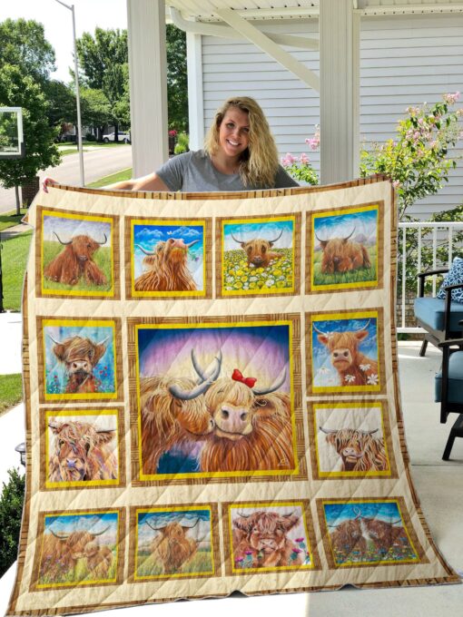 Buy Couple Of Highland Cow On The Field Quilt Blanket & Quilt Bedding Set Great Customized Blanket Gifts For Birthday Christmas Thanksgiving