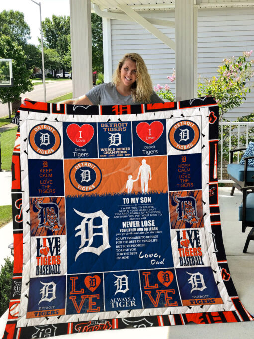 Buy Detroit Tigers  To My Son  Love Dad Quilt Blanket & Quilt Bedding Set