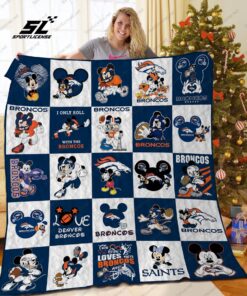 Buy Denver Broncos Mickey Mouse Quilt Blanket & Quilt Bedding Set Great Customized Blanket Gifts For Birthday Christmas Thanksgiving