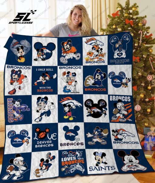 Buy Denver Broncos Mickey Mouse Quilt Blanket & Quilt Bedding Set Great Customized Blanket Gifts For Birthday Christmas Thanksgiving