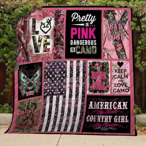 Buy Country Girl Pretty In Pink Dangerous In Camo Quilt Blanket & Quilt Bedding Set Great Customized Blanket Gifts For Birthday Christmas Thanksgiving