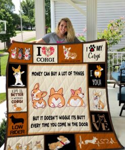 Buy Corgi Money Can Buy Happiness But It Doesn'T Wiggle It Butt Every Time You Come In The Door Quilt Blanket & Quilt Bedding Set Great Customized Blanket Gifts For Birthday Christmas Thanksgiving