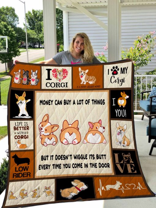 Buy Corgi Money Can Buy Happiness But It Doesn'T Wiggle It Butt Every Time You Come In The Door Quilt Blanket & Quilt Bedding Set Great Customized Blanket Gifts For Birthday Christmas Thanksgiving