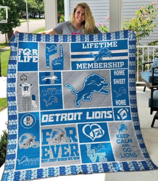 Buy Detroit Lions Quilt Blanket & Quilt Bedding Set 03