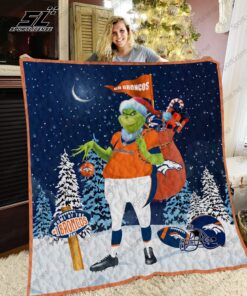 Buy Denver Broncos Grinch Santa Quilt Blanket & Quilt Bedding Set