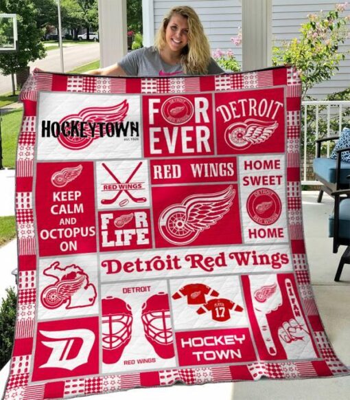 Buy Detroit Red Wings Quilt Blanket & Quilt Bedding Set 02