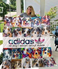 Buy Colorful Adidas Australian Shepherd All Day I Dream About Aussie Quilt Blanket & Quilt Bedding Set Great Customized Blanket Gifts For Birthday Christmas Thanksgiving