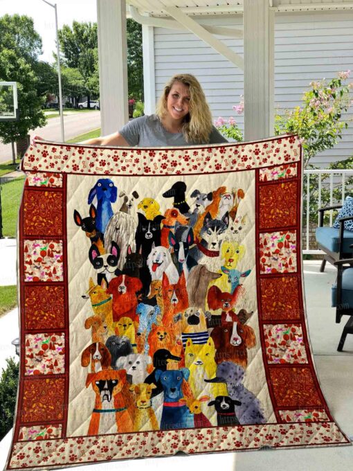 Buy Cute Colorful Dog Quilt Blanket & Quilt Bedding Set Great Customized Gifts For Birthday Christmas Thanksgiving Perfect Gifts For Dog Lover