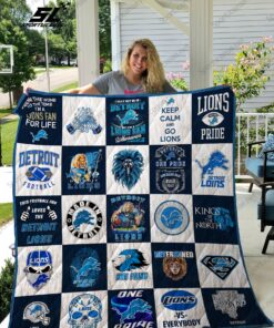 Buy Detroit Lions Quilt Blanket & Quilt Bedding Set Ver 25