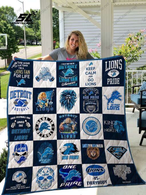 Buy Detroit Lions Quilt Blanket & Quilt Bedding Set Ver 25