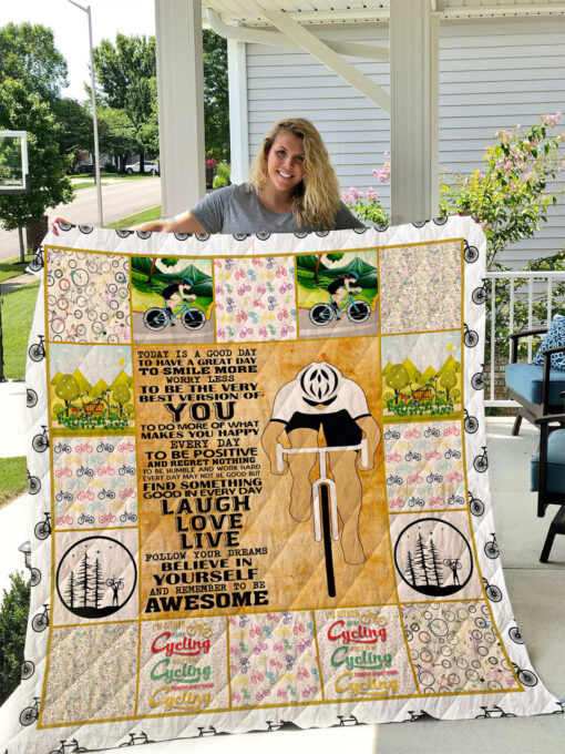 Buy Cycling Believe In Yourself And Remember To Be Awesome Quilt Blanket & Quilt Bedding Set Great Customized Blanket Gifts For Birthday Christmas Thanksgiving