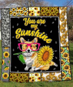 Buy Corgi Sunflower You Are My Sunshine Quilt Blanket & Quilt Bedding Set Great Customized Blanket Gifts For Birthday Christmas Thanksgiving