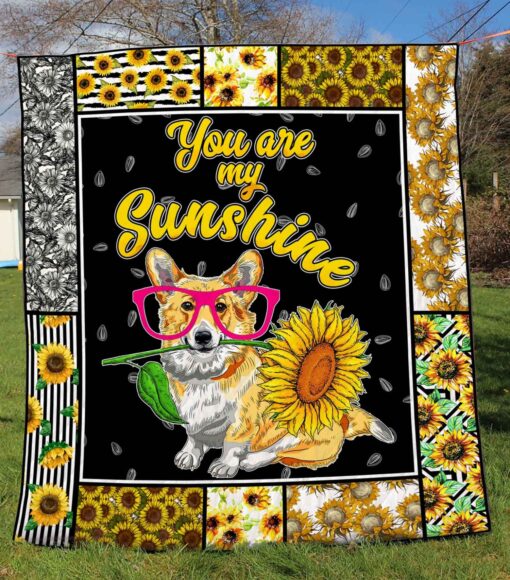 Buy Corgi Sunflower You Are My Sunshine Quilt Blanket & Quilt Bedding Set Great Customized Blanket Gifts For Birthday Christmas Thanksgiving