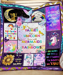 Buy Dance With Fairies Ride A Unicorn Swim With Mermaids Chase Rainbows Quilt Blanket & Quilt Bedding Set Great Customized Blanket Gifts For Birthday Christmas Thanksgiving