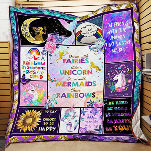 Buy Dance With Fairies Ride A Unicorn Swim With Mermaids Chase Rainbows Quilt Blanket & Quilt Bedding Set Great Customized Blanket Gifts For Birthday Christmas Thanksgiving