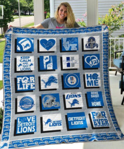 Buy Detroit Lions Quilt Blanket & Quilt Bedding Set 02