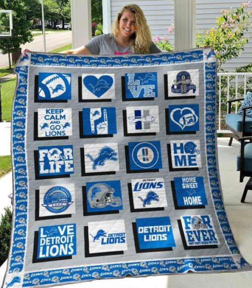 Buy Detroit Lions Quilt Blanket & Quilt Bedding Set 02