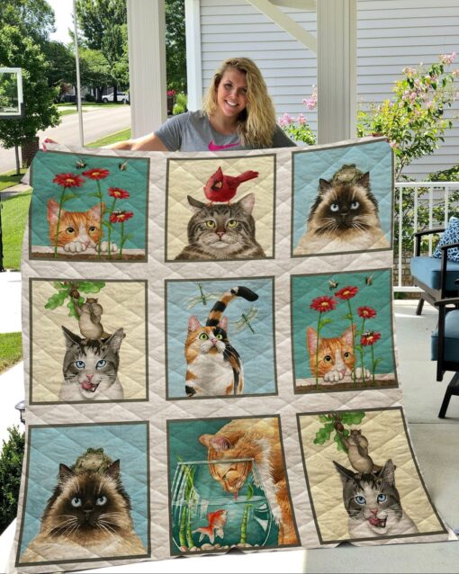 Buy Cute Cats Moment Quilt Blanket & Quilt Bedding Set Great Customized Blanket Gifts For Birthday Christmas Thanksgiving