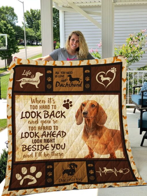 Buy Dachshund Look Right Beside You And I'Ll Be There Quilt Blanket & Quilt Bedding Set Great Customized Blanket Gifts For Birthday Christmas Thanksgiving