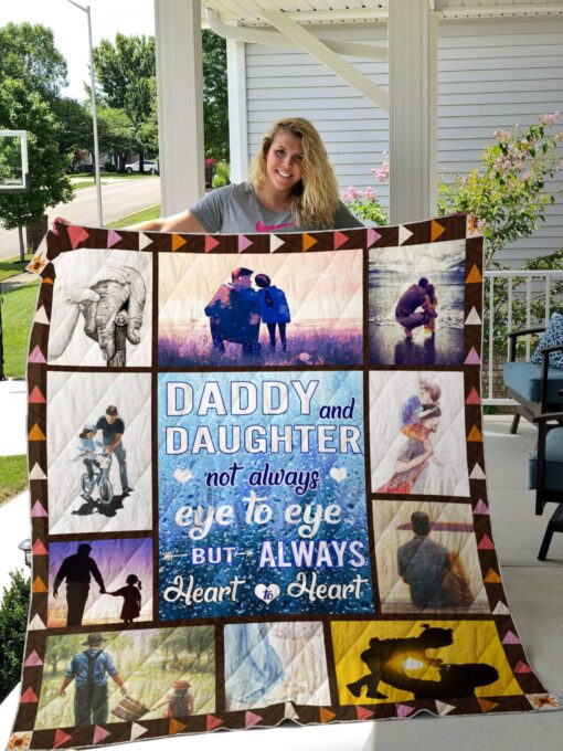 Buy Dad And Daughter Not Always Eye To Eye But Always Heart To Heart Quilt Blanket & Quilt Bedding Set Great Customized Blanket Gifts For Birthday Christmas Thanksgiving