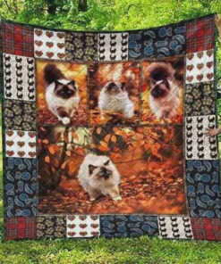 Buy Cute Birman Cat Quilt Blanket & Quilt Bedding Set Great Customized Gifts For Birthday Christmas Thanksgiving