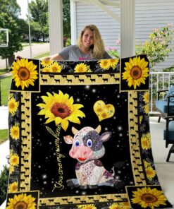 Buy Cow Sunflower You Are My Sunshine Quilt Blanket & Quilt Bedding Set Great Customized Blanket Gifts For Birthday Christmas Thanksgiving - Meteew