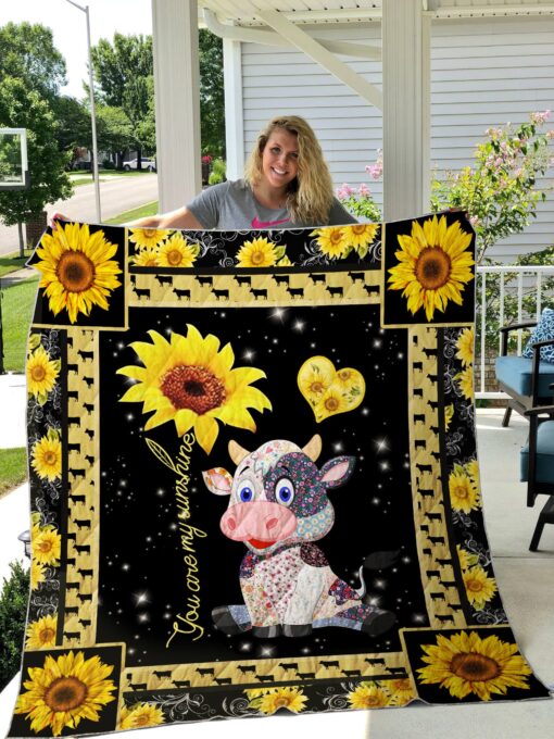 Buy Cow Sunflower You Are My Sunshine Quilt Blanket & Quilt Bedding Set Great Customized Blanket Gifts For Birthday Christmas Thanksgiving - Meteew