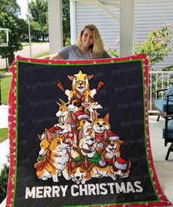 Buy Corgi Christmas Tree Quilt Blanket & Quilt Bedding Set Great Customized Blanket Gifts For Birthday Christmas Thanksgiving