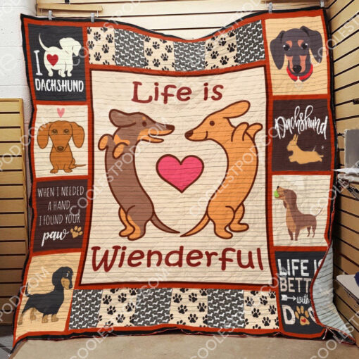 Buy Dachshund Life Is Wienderful Quilt Blanket & Quilt Bedding Set Great Customized Blanket Gifts For Birthday Christmas Thanksgiving