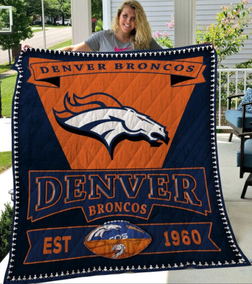 Buy Denver Broncos 2 Quilt Blanket & Quilt Bedding Set Fan Made