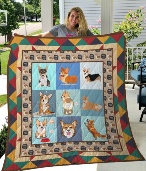 Buy Cute Corgi Dog Quilt Blanket & Quilt Bedding Set Great Customized Blanket Gifts For Birthday Christmas Thanksgiving