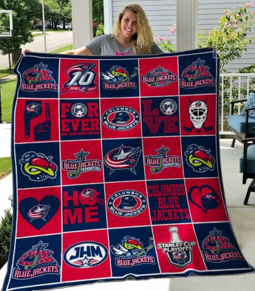 Buy Columbus Blue Jackets Quilt Blanket & Quilt Bedding Set 01