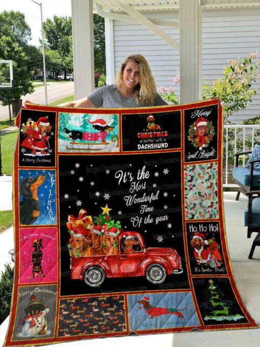 Buy Dachshund Christmas It'S The Most Wonderful Time Of The Year Quilt Blanket & Quilt Bedding Set Great Customized Blanket Gifts For Birthday Christmas Thanksgiving