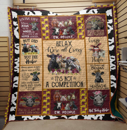 Buy Cow Relax We'Re All Crazy It'S Not A Competition Quilt Blanket & Quilt Bedding Set Great Customized Blanket Gifts For Birthday Christmas Thanksgiving