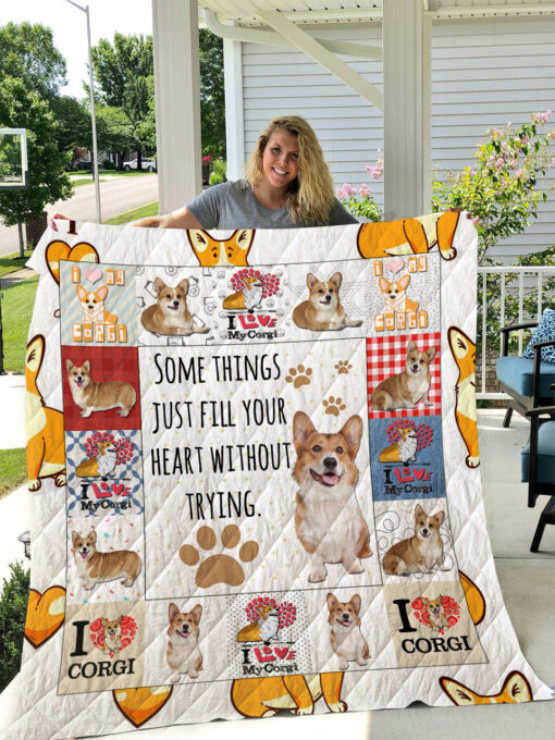 Buy Corgi Dog Some Things Just Fill Your Heart Without Trying Quilt Blanket & Quilt Bedding Set Great Customized Blanket Gifts For Birthday Christmas Thanksgiving