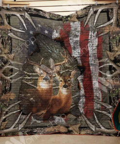 Buy Deer Hunting American Flag Quilt Blanket & Quilt Bedding Set Great Customized Gifts For Birthday Christmas Thanksgiving Perfect Gifts For Hunting Lover