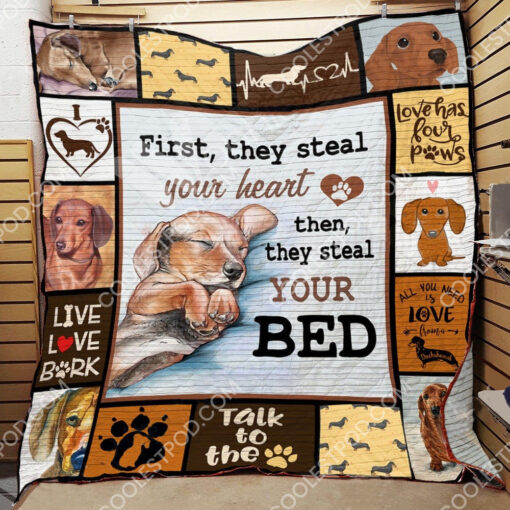 Buy Dachshund First They Steal Your Heart Then They Steal Your Bed Quilt Blanket & Quilt Bedding Set Great Customized Blanket Gifts For Birthday Christmas Thanksgiving