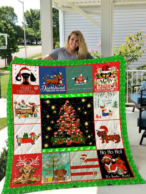 Buy Dachshund Christmas Tree Quilt Blanket & Quilt Bedding Set Great Customized Blanket Gifts For Birthday Christmas Thanksgiving