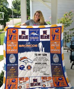 Buy Denver Broncos, To My Son Quilt Blanket & Quilt Bedding Set