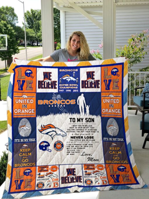 Buy Denver Broncos, To My Son Quilt Blanket & Quilt Bedding Set