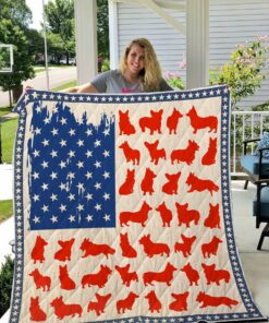 Buy Corgi Usa Flag Quilt Blanket & Quilt Bedding Set Great Customized Blanket Gifts For Birthday Christmas Thanksgiving