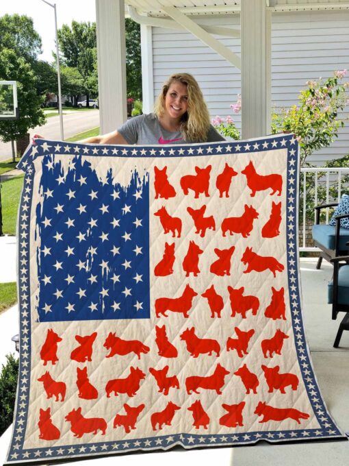 Buy Corgi Usa Flag Quilt Blanket & Quilt Bedding Set Great Customized Blanket Gifts For Birthday Christmas Thanksgiving