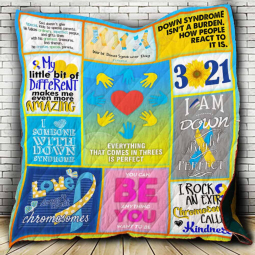 Buy Down Syndrome Everything That Comes In Three Is Perfect Quilt Blanket & Quilt Bedding Set Great Customized Blanket Gifts For Birthday Christmas Thanksgiving