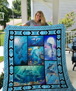 Buy Dolphin Under The Moonlight  Quilt Blanket & Quilt Bedding Set Great Customized Blanket Gifts For Birthday Christmas Thanksgiving