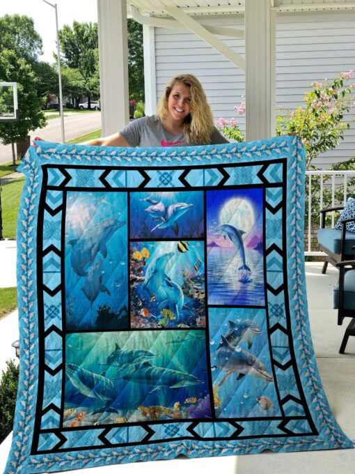 Buy Dolphin Under The Moonlight  Quilt Blanket & Quilt Bedding Set Great Customized Blanket Gifts For Birthday Christmas Thanksgiving